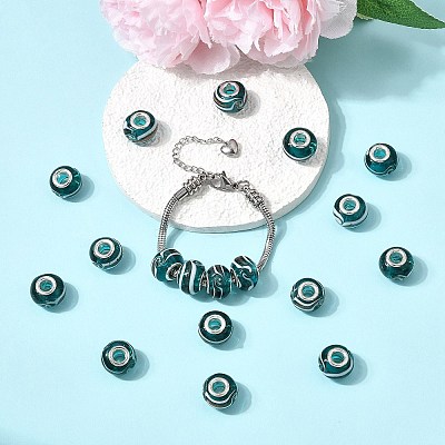 Rondelle Handmade Gold Sand Lampwork European Large Hole Beads LPDL-R007-07A-1