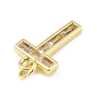 Brass Micro Pave Cubic Zirconia Pendants KK-V014-01G-20-1