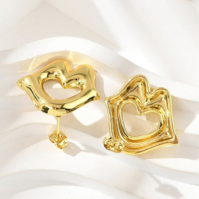 Lip 304 Stainless Steel Stud Earrings EJEW-A125-57G-1