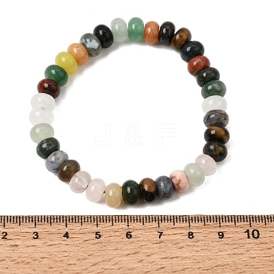 Natural Mixed Stone Rondelle Beaded Stretch Bracelets for Women GG-CBA3F02-07-1