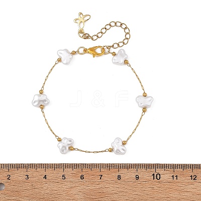 Butterfly ABS Imitation Pearl Beads Link Bracelets BJEW-JB13905-1