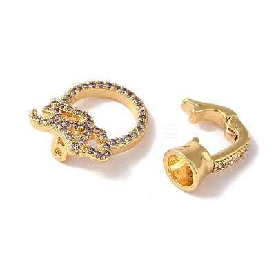 Brass Micro Pave Cubic Zirconia Fold Over Clasps KK-B098-01G-1