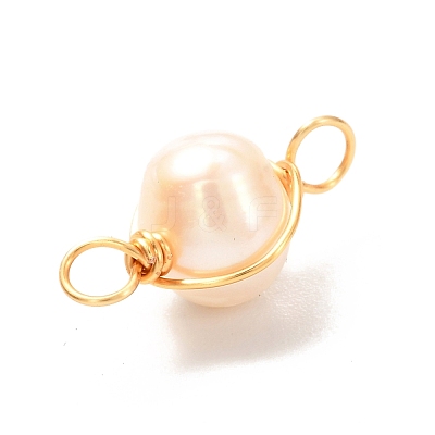 Natural Cultured Freshwater Pearl Beads Links Connectors PALLOY-JF00944-1