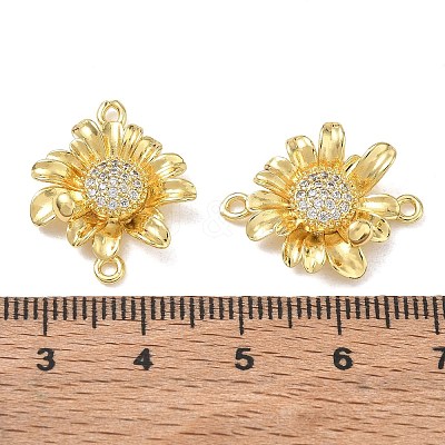 Brass Micro Pave Clear Cubic Zirconia Connector Charms CU-CBA280C-12G-1