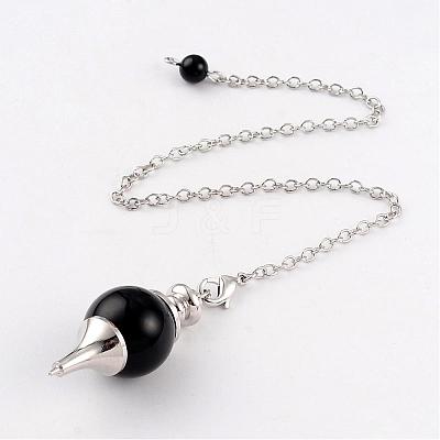 Natural Obsidian Sphere Dowsing Pendulums BJEW-E292-A04-1