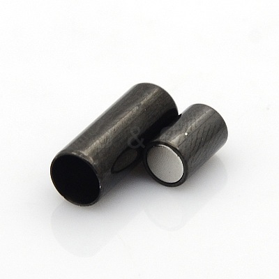 304 Stainless Steel Smooth Surface Magnetic Clasps with Glue-in Ends Fit 5mm Cords STAS-O042-B-15-1