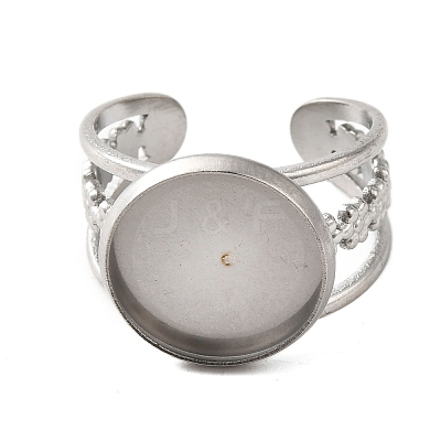304 Stainless Steel Cuff Ring Components STAS-V012-01C-P-1