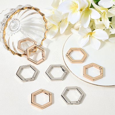 10Pcs 2 Colors Zinc Alloy Spring Gate Rings FIND-SP0004-34B-1