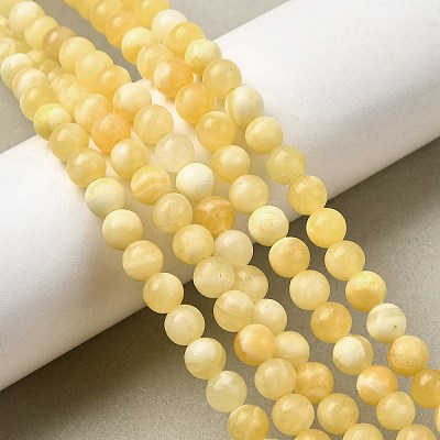 Natural Yellow Jade Beadd Strands X-G-A274-A01-6mm-1