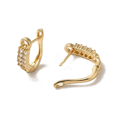Brass Micro Pave Cubic Zirconia Hoop Earring EJEW-L271-02KCG-04-1