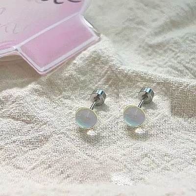 316L Surgical Stainless Steel & Glass Stud Earrings WGE1D71-03-1