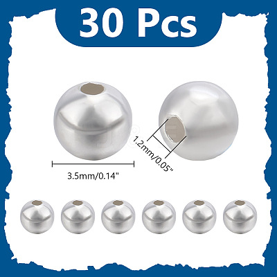 30Pcs 925 Sterling Silver Beads STER-AR0001-18B-1