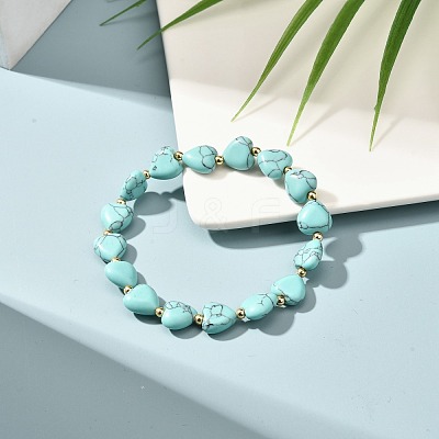 Heart Beads Stretch Bracelet for Girl Women BJEW-JB06938-02-1