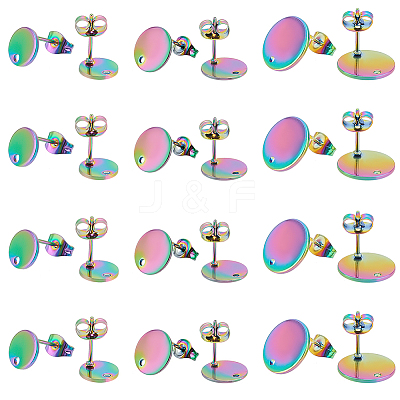 24Pcs 3 Style Ion Plating(IP) 304 Stainless Steel Stud Earring Findings STAS-UN0040-07-1