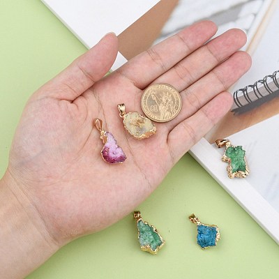 Natural Druzy Agate Pendants G-Q494-76-1