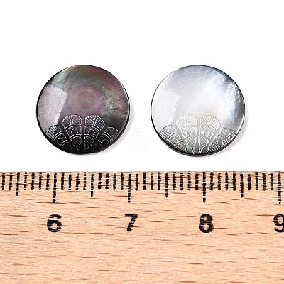 Natural Black Lip Shell Carved Cabochons SSHEL-T017-04B-1