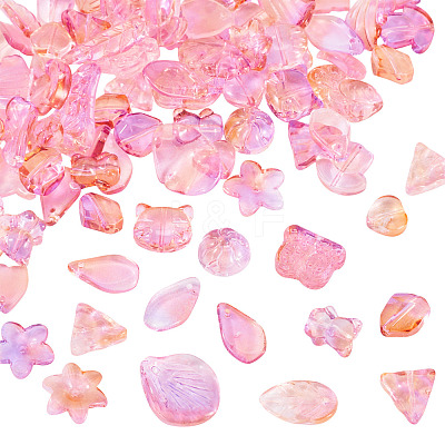 64Pcs Gradient Color Transparent Glass Beads GLAA-TA0003-48H-1