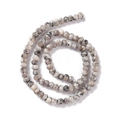 Dyed Natural Sesame Jasper/Kiwi Jasper Rondelle Beads Strands G-E316-A-1