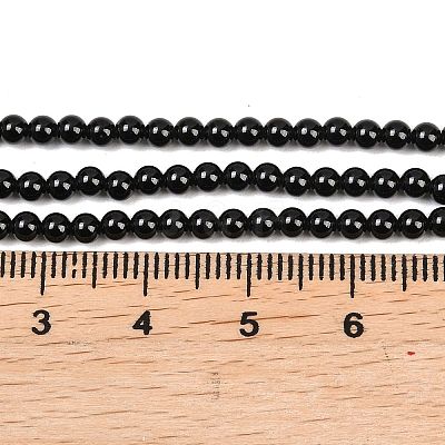 Natural Black Spinel Round Bead Strands G-A130-3mm-32A-1
