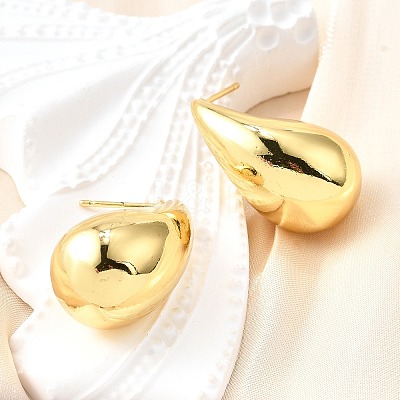 Rack Plating Brass Twist Teardrop Stud Earrings for Women X-EJEW-K247-02G-1