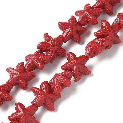 Synthetic Coral Dyed Carved Beads Strands CORA-K009-06A-03-1