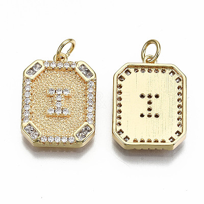 Brass Micro Pave Clear Cubic Zirconia Pendants KK-S356-234I-G-NF-1