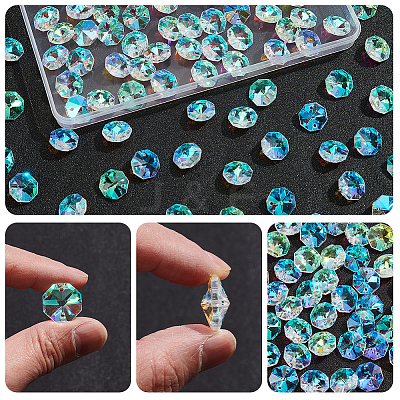 100Pcs Octagon Sew on Glass Rhinestone GLAA-SP0001-82A-01-1