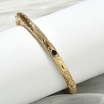 Artisan Engraved 304 Stainless Steel Rhinestone Bangles for Women BJEW-D456-01G-02-1