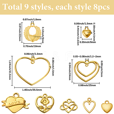72Pcs 9 Styles Alloy Pendants FIND-SC0015-82-1