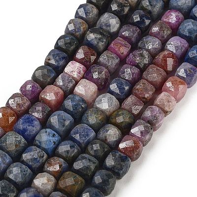Natural Red Corundum/Ruby and Sapphire Beads Strands G-H042-A51-03-1