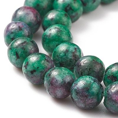 Round Dyed Natural Gemstone Bead Strands G-R345-8mm-15-1