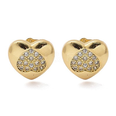 Brass Micro Pave Clear Cubic Zirconia Stud Earrings EJEW-D305-13G-1