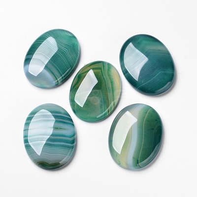 Natural Green Agate Cabochons X-G-F296-08-30x40mm-1