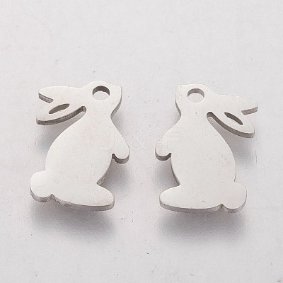 Tarnish Resistant 201 Stainless Steel Bunny Charms STAS-Q201-T135-1