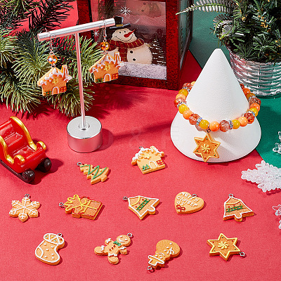 44Pcs 11 Styles Christmas Plastic Pendants FIND-SC0011-38-1