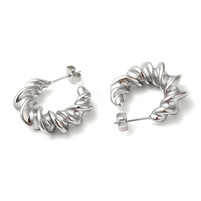 Non-Tarnish 304 Stainless Steel Twist Round Earrings LS-EJEW-K244-29P-1
