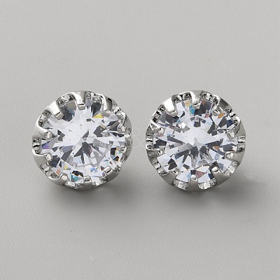 Brass Clear Cubic Zirconia Cufflinks LS-BUTT-WH0012-18P-1