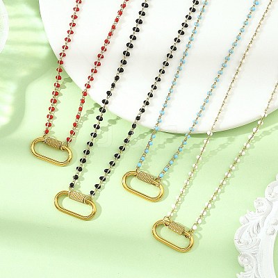 Handmade Enamel Beaded Necklaces NJEW-JN06628-1