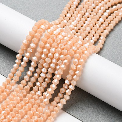 Opaque Solid Color Electroplate Glass Beads Strands GLAA-F029-P4mm-C06-1