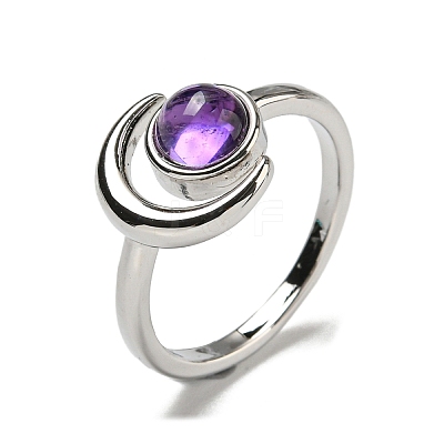 Natural Amethyst Adjustable Rings RJEW-K269-09P-09-1