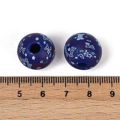 Independence Day Theme Wood European Beads WOOD-Z005-01C-01-1