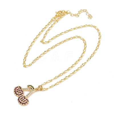 Brass Micro Pave Camellia Cubic Zirconia Fruit Pendant Necklaces for Women NJEW-U042-02B-G-1