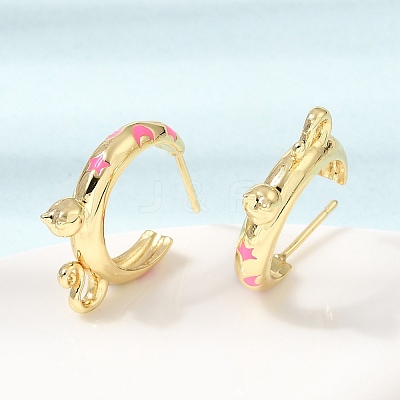 Brass Enamel Stud Earrings KK-CBA8324-23G-02-1