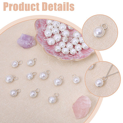 40Pcs 2 Style Shell Pearl Pendants PALLOY-CA00028-1