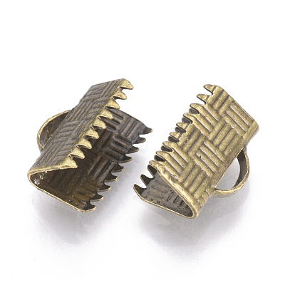 Brass Ribbon Crimp Ends KK-Q747-10C-AB-1