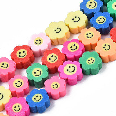 Handmade Polymer Clay Bead Strands CLAY-N006-73-1