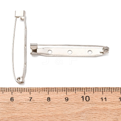 Iron Brooch Pin Back Safety Catch Bar Pins with 3 Holes IFIN-A171-04I-1