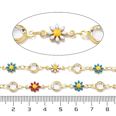 Brass Enamel Daisy Link Chains CHC-G024-03G-1