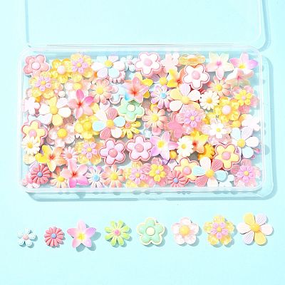 100Pcs 8 Styles Translucent & Opaque Resin Cabochons RESI-FS0002-32-1