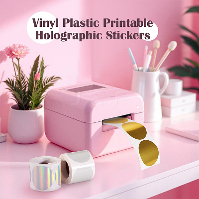 3 Rolls 3 Styles Vinyl Plastic Printable Holographic Stickers OFST-TA0001-10D-1